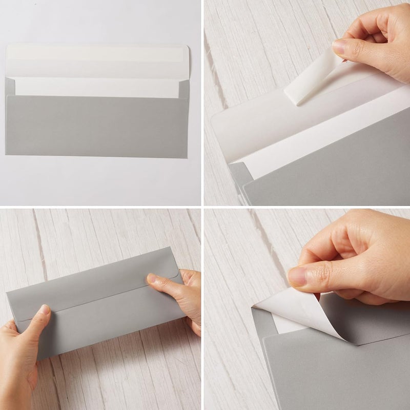 Wishop 50 Pack Shiny #10 Business Envelopes Self Seal Standard Envelopes with Gold Stickers for Office Checks, Business Cards, Letter Mailing Invoices, 4.13 x 9.49 Inches (Silver) - Image 3